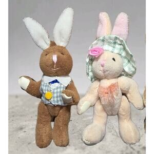 Vintage Estate Sale Easter Bunny Plush Set Great Condition